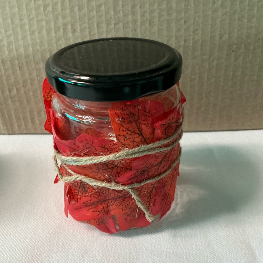 Red Sunset Tomato Color Handmade Decorative Fall Leaf Jars